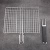 Fish Vegetable Grill Basket Stainless Steel BBQ Grilling Basket Portable Folding Barbecue Camping Grilling Rack for Fish Vegetables Shrimp
