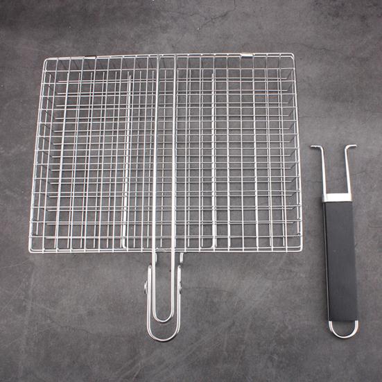 Fish Vegetable Grill Basket Stainless Steel BBQ Grilling Basket Portable Folding Barbecue Camping Grilling Rack for Fish Vegetables Shrimp