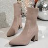 Autumn/Winter New Coarse Heel Short Boots Pointed Elastic Socks Boots Fashion High Heels Fashion Single Boots