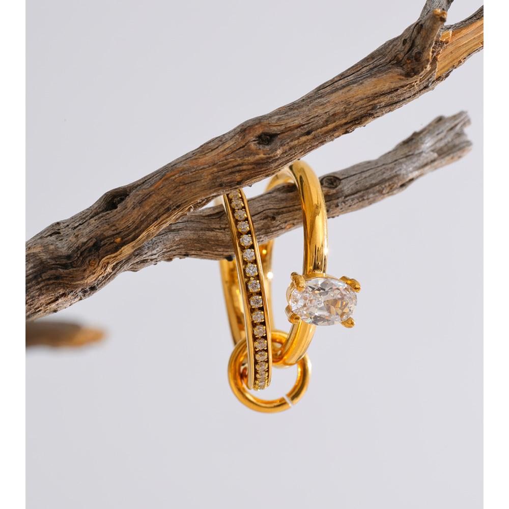 Yhpup Size 678 High Quality Bling Cubic Zirconia Stacked Ring Stainless Steel 2025 Popular Charm Jewelry 18k Gold PVD Plated