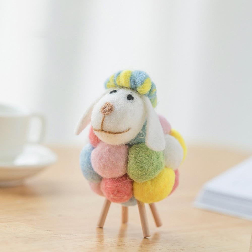 Wool Holiday Christmas Felt Sheep Figurines Party Supplies Statue Miniature Home Decoration