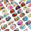 10 Pcs colorful cartoon floral pattern resin plastic children's ring ornaments