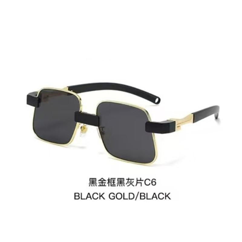 New fashionable metal frame square sunglasses men's European and American anti-ultraviolet personalized retro flat glasses
