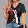 Blouses For Women Dressy Casual, Fashion Print Short Sleeve Retro Print T-Shirt Unique Design  V-Neck Oversized Tshirts