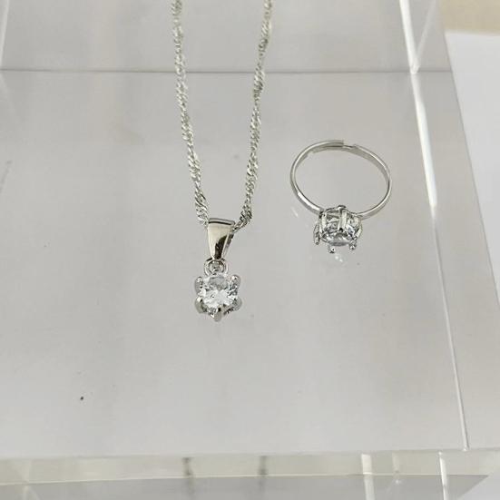 1 комплект, женский комплект ювелирных изделий, серьги, браслет, ожерелье, кольцо со стразами, регулируемое кольцо из нержавеющей стали, цветостойкий, легкий, женский подарок на день рождения, подарок для мамы