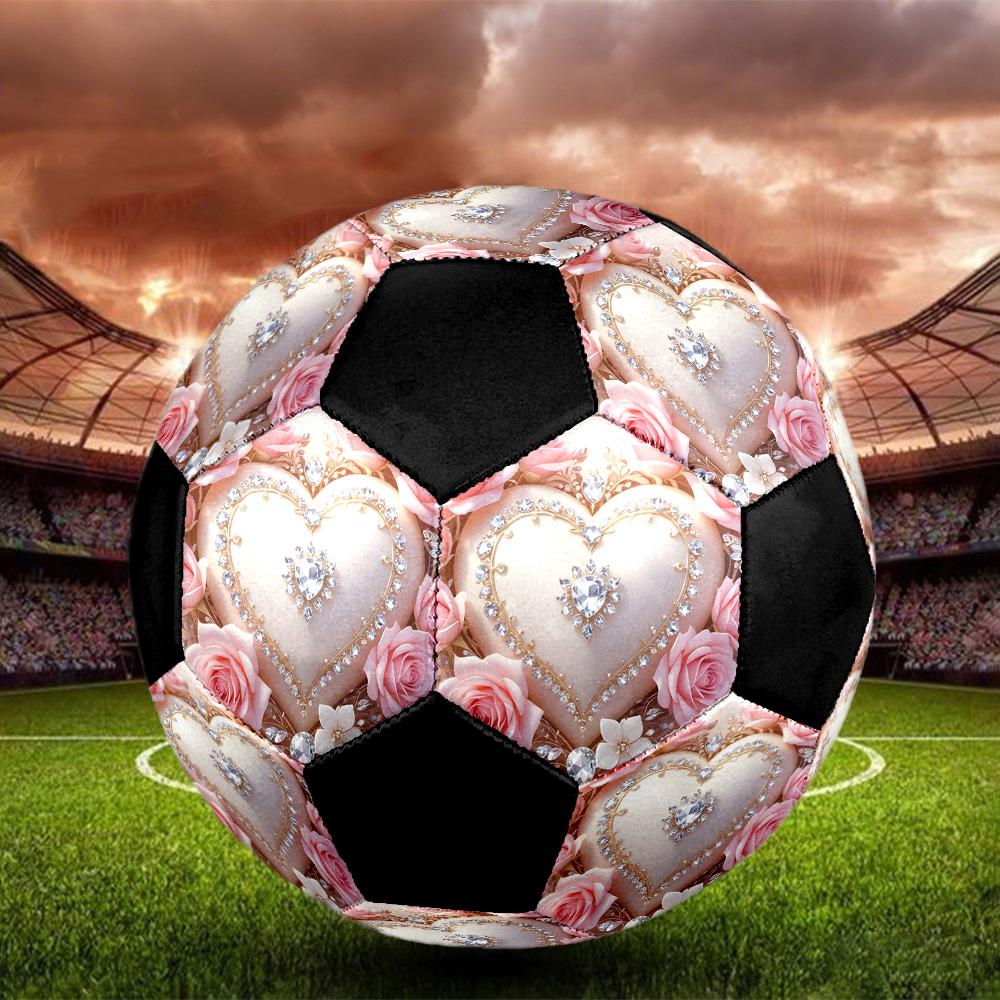 Heart Indoor Soccer Ball Colorful Machine Stitched PVC Size 5 Team Training Competition Ready Durable High-Bounce Cool Sports Gift