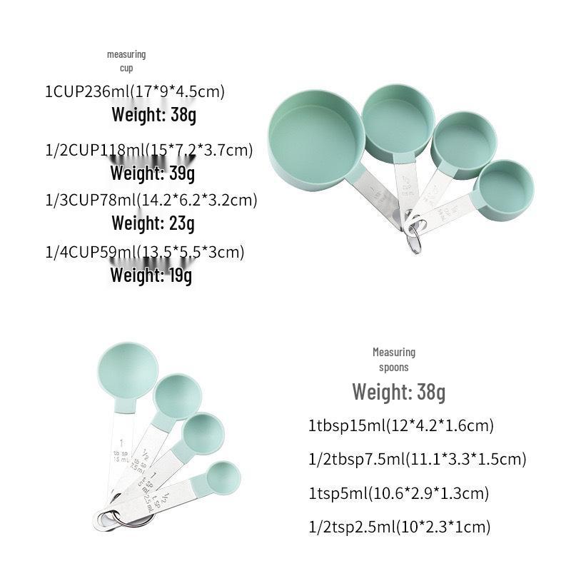 8-Piece Stainless Steel Handle Measuring Cup & Spoon Set with Scale