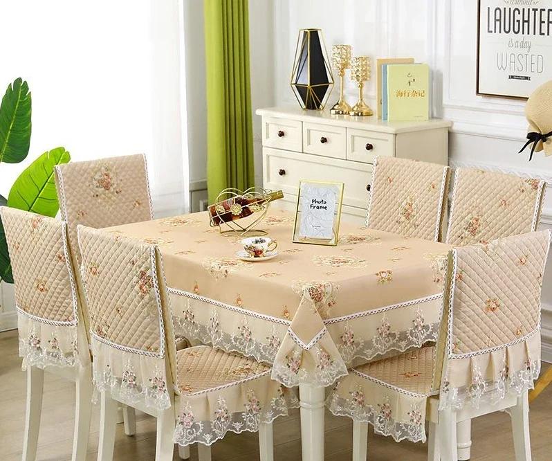 Кружевной однотонный чехол на стул в европейском стиле, чехол на обеденный стол и табурет, ткань для домашнего обеденного стола, ткань на спинку стула