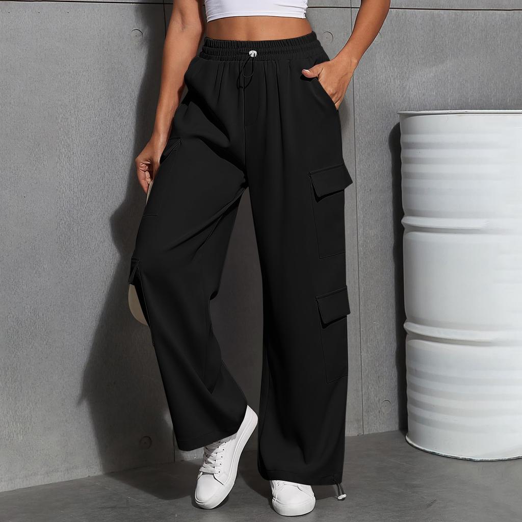 Women's Fashion Sport Solid Color Pocket Casual Sweatpants Pants