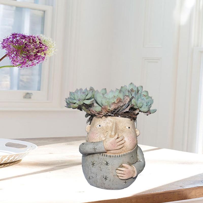 Cute Funny Boy Flower Silicone Molds Pen Holder Epoxy Resin Mold Succulent Planter Making Tool for Crafts