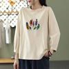 Nine-quarter Sleeve Printed T-shirt for Women New Spring and Autumn Loose Slimming Round Neck Top