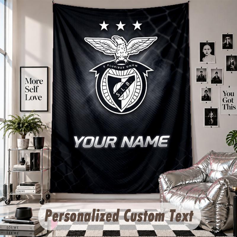 Custom Tapestry Wall Hanging, Benfica FC Personalized Name Text Home Wall Decor