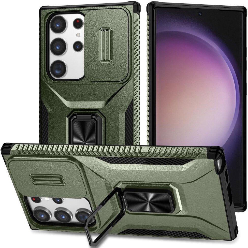 Samsung Galaxy S23 Ultra Case, Slide Lens Lid, Green