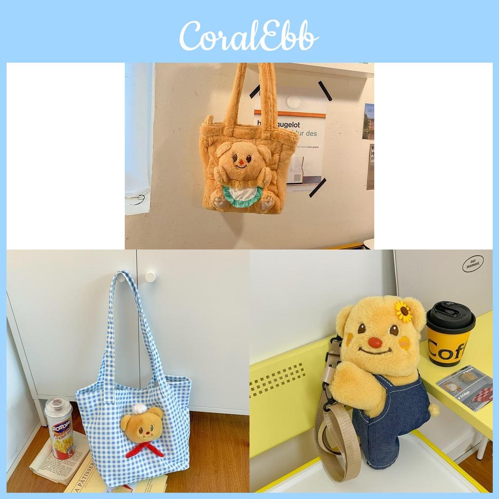 Butter Bear Soft Fabric Shoulder Bag With Phone Pocket For Urban Style