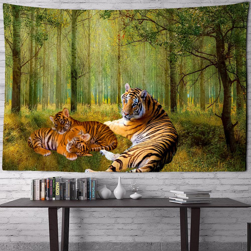 Home Decoration Filled Tiger Pattern Printing Polyester Fiping Wall Suspension Room Background Tapiz