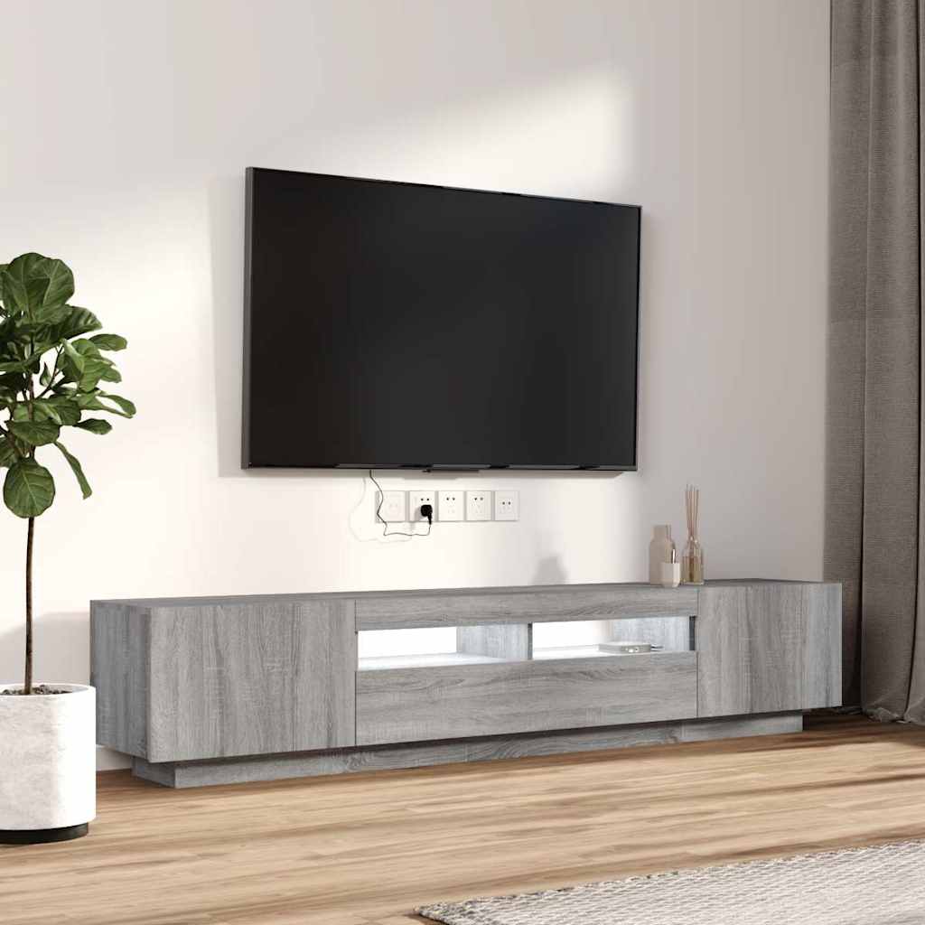 vidaXL 2-tlg. TV-Schrank-Set LED-Leuchten Grau Sonoma Holzwerkstoff
