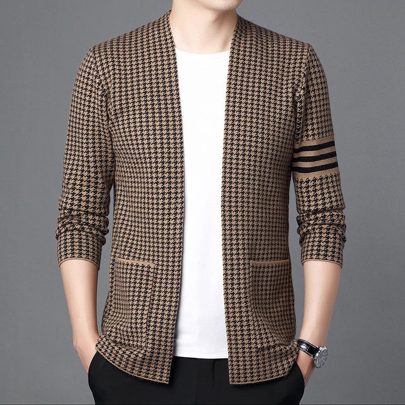 Young and Middle-aged Men's Spring New Sweater Cardigan Coat Korean Version of Casual Top Tide