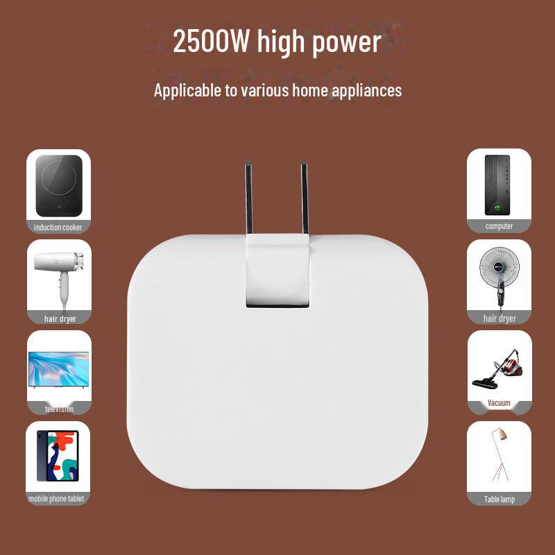 Вращающийся на 180° двухконтактный разъем-конвертер: Преобразует одну розетку в три с помощью конструкции с двумя головками