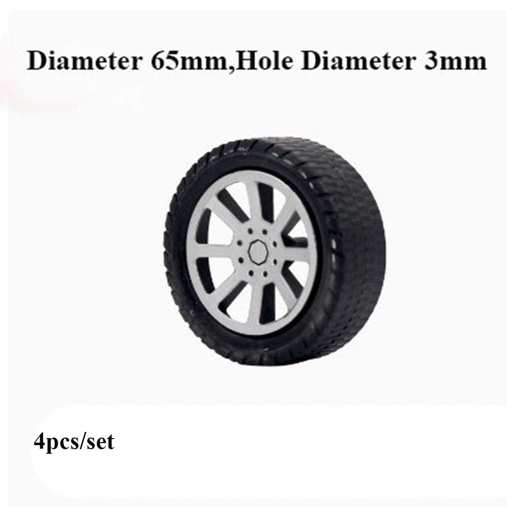 Black Four-wheel Toy Accessories Mini Rubber Wheels Model High Quality Drive Car Wheels