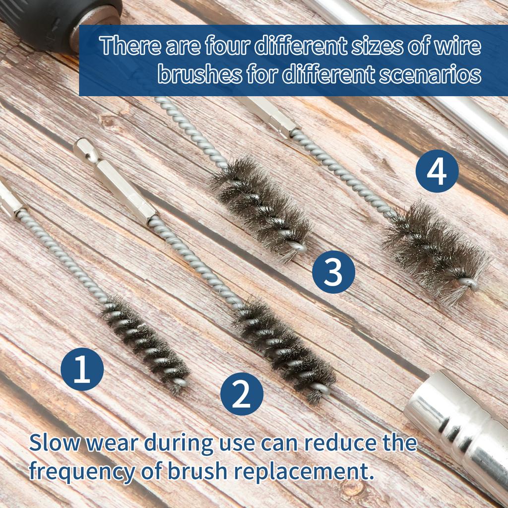 Набор из 8 щеток для чистки труб из нержавеющей стали, 3/8" шестигранный стержень, витая проволока, щеточный ершик для чистки отверстий, щеточный ершик с проволочной щетиной, отверстие