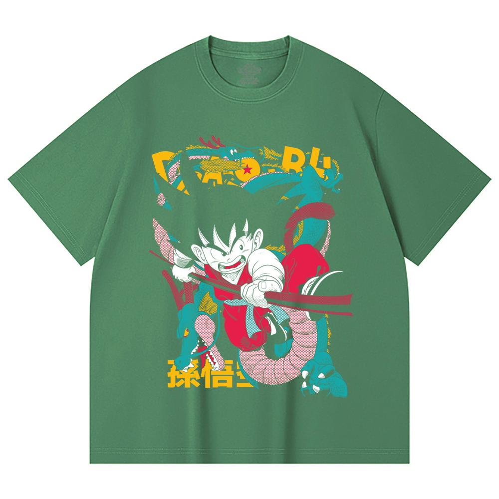 230 г/м² 100% хлопок Dragon Ball V35 Принт Goku Унисекс Тяжелая хлопковая футболка