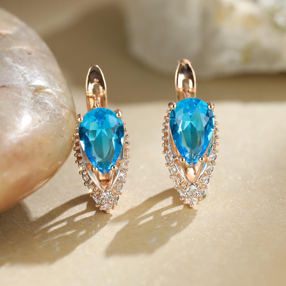 2022 New Geometric Teardrop Cut Green Stone Earrings Temperament Long Drop Trendy Female Earrings