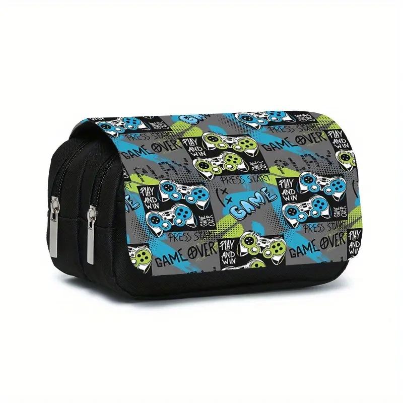 Game Console Games Pencil Case Full Print DIY Double Layer Flip Cover Primary Secondary School Students Children's Bag