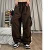 Женские брюки-карго с высокой талией, большие карманы с несколькими карманами, быстросохнущие однотонные брюки с завязками на щиколотке, уличная одежда в стиле хип-хоп, женские брюки