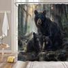 Занавеска для душа «Черный медведь» Лес Молодой Дикое животное Рустик Кантри Охота Ретро 70" Шx70 В Ткань Декор для ванной Занавеска с крючками