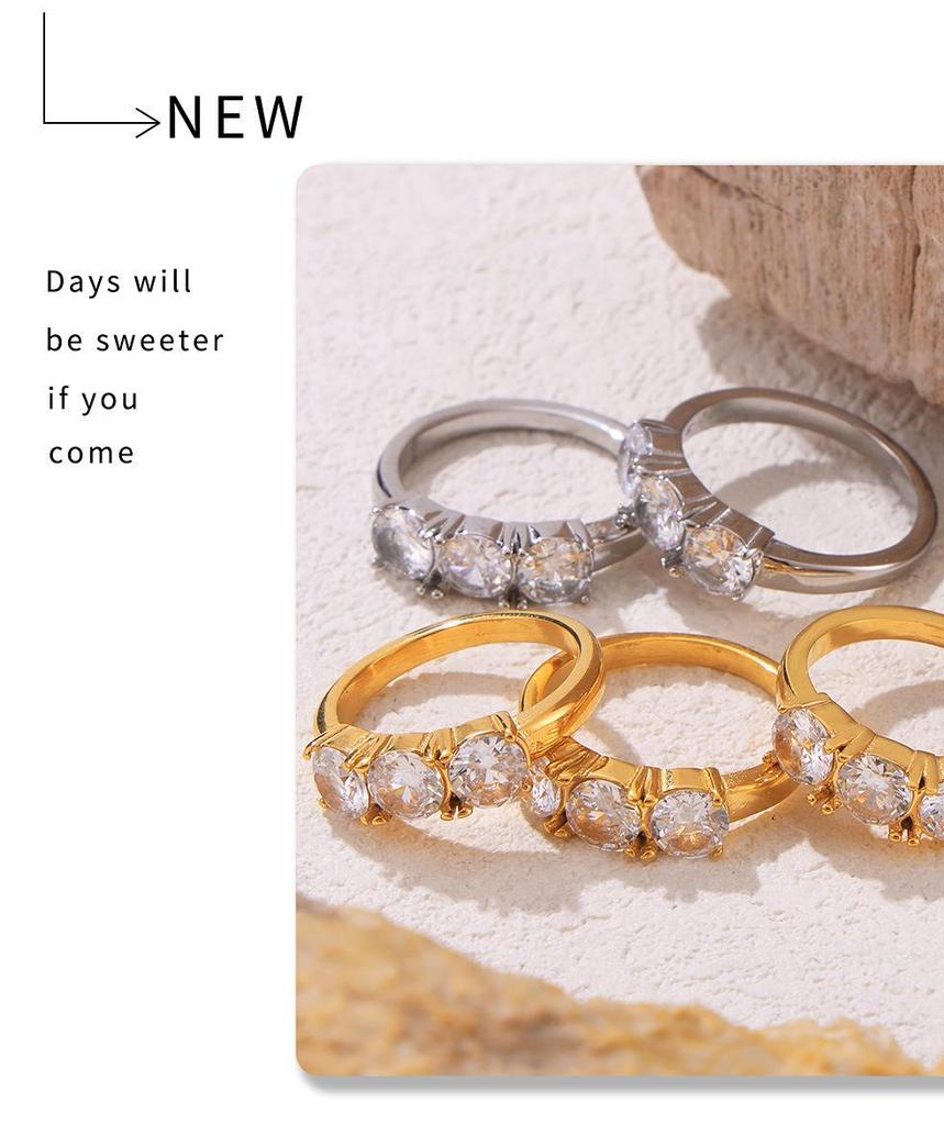 Кольцо из титановой стали с геометрическим узором и микробриллиантами в стиле ретро с покрытием из 18-каратного золота — стиль Chic All-Match