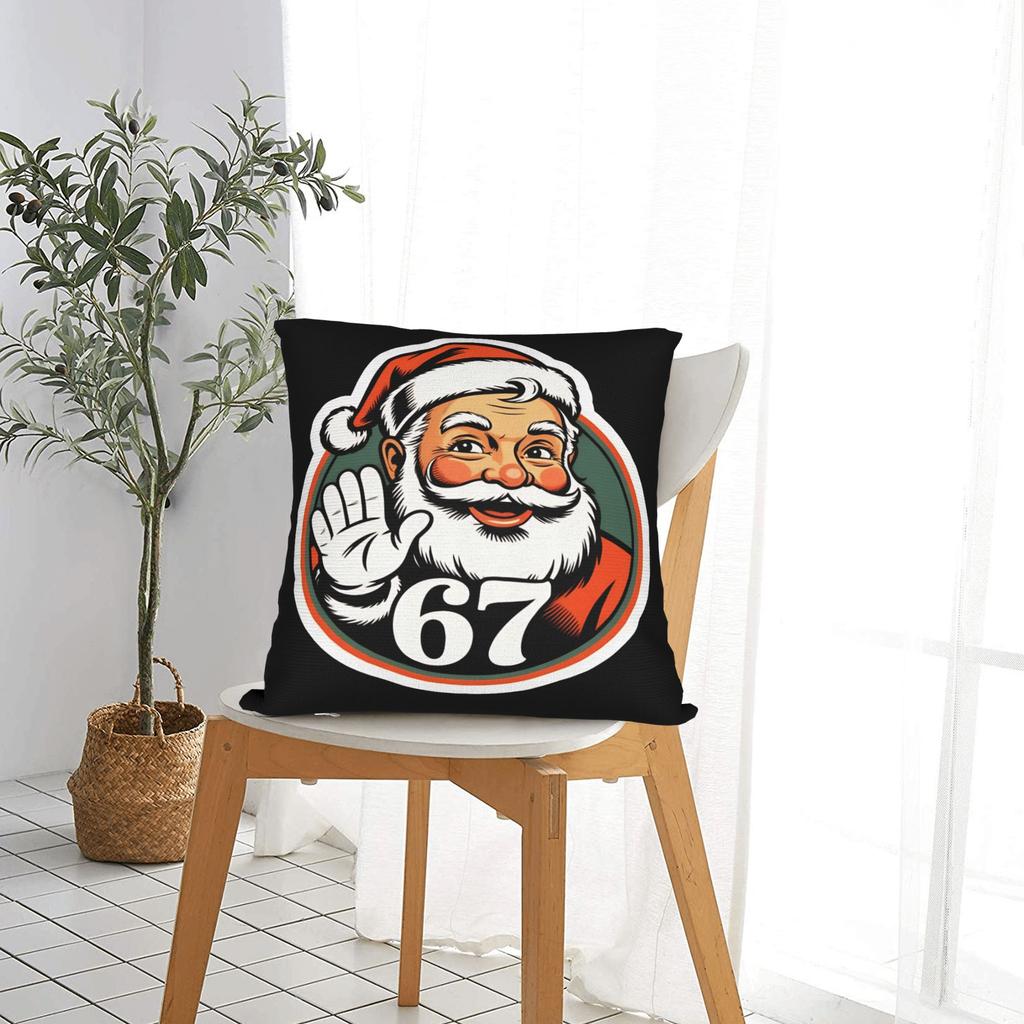 67 Christmas Funny Six Seven Meme Brainrot Santa Claus Pillowcases Retro Trendy Pillow Case Decor Square Pillow Cover
