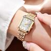 Square Dial Rhinestone Quartz Watch Slim Strap Rhinestone Watch Women Quartz Watch  Casual Wear