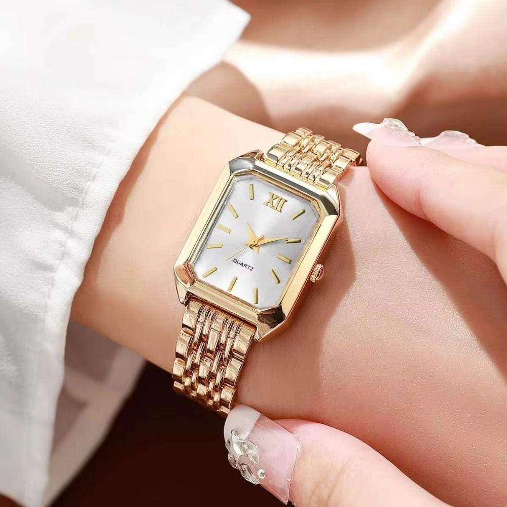 Square Dial Rhinestone Quartz Watch Slim Strap Rhinestone Watch Women Quartz Watch Casual Wear