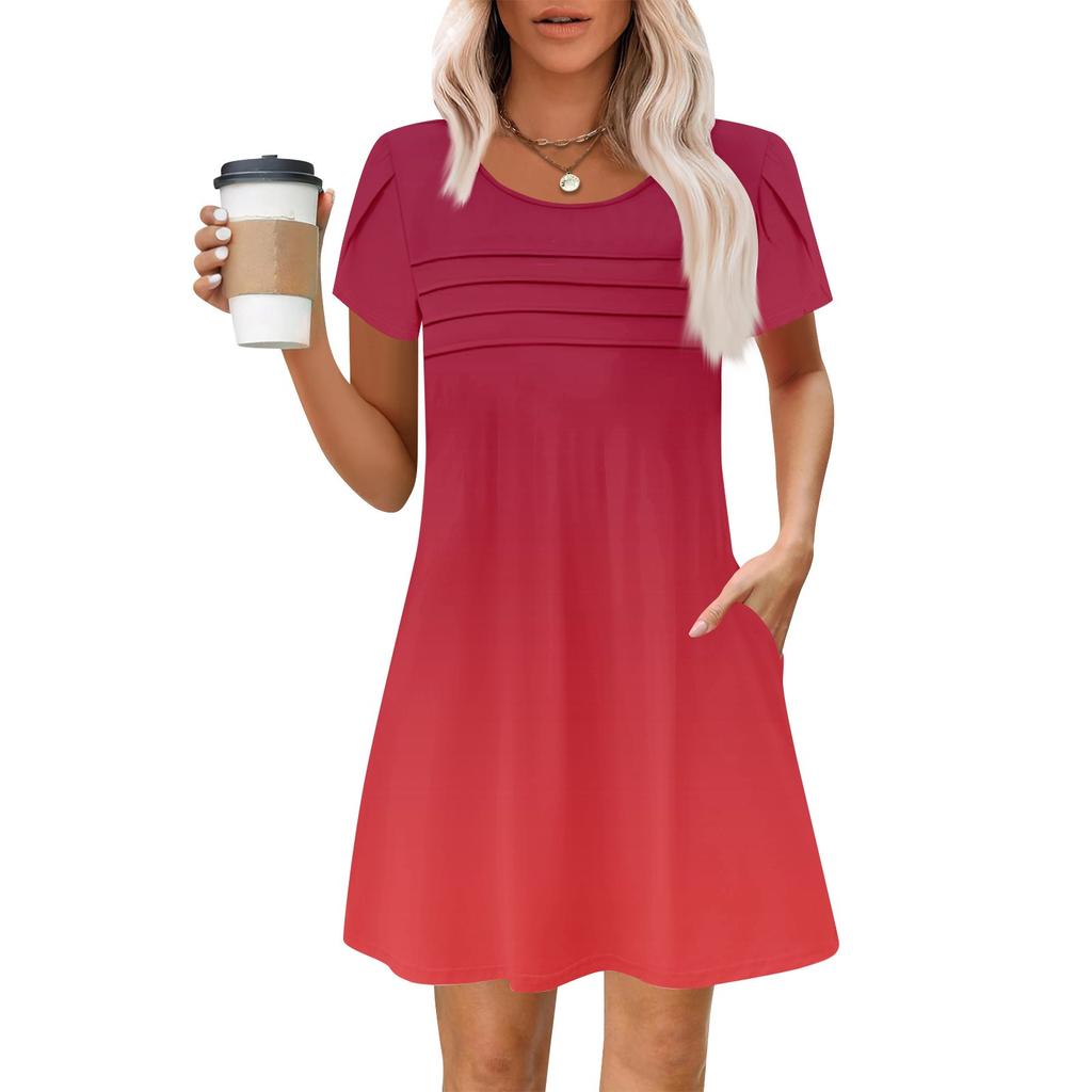 Женские летние повседневные лепестковые узкие полосатые плиссированные однотонные платья