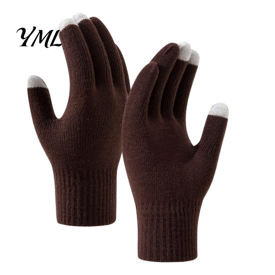Elastic Ribbed Cuff Hand Warmers Knitted Touchscreen Gloves for Women Men, Winter Warm Five Finger Gloves, Skiing Snowboard Gear Thermal Cold Weather