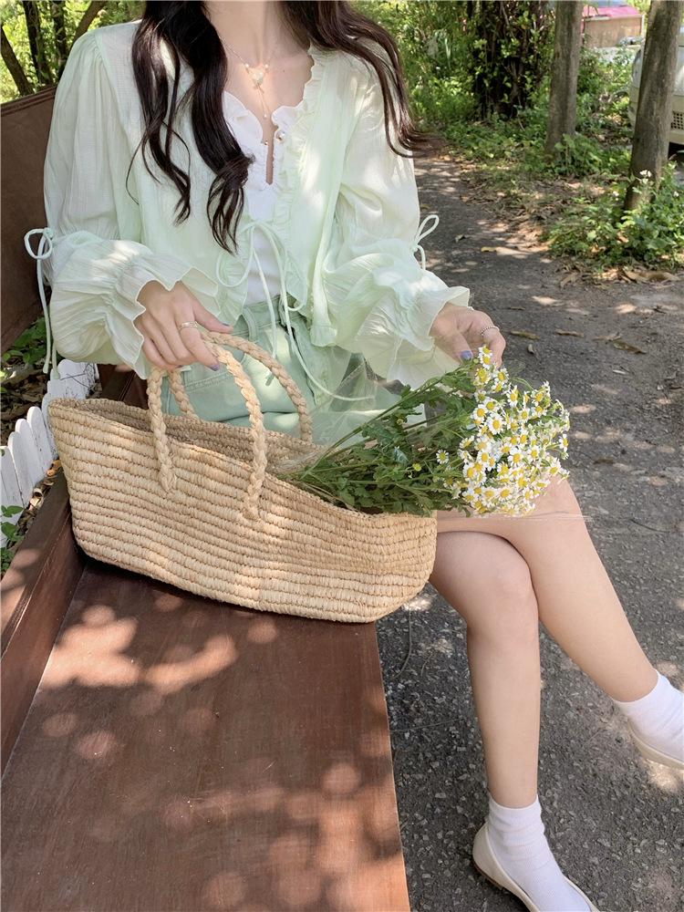 Женский корейский шикарный солнцезащитный кардиган - легкий, милый, короткий топ в летнем стиле