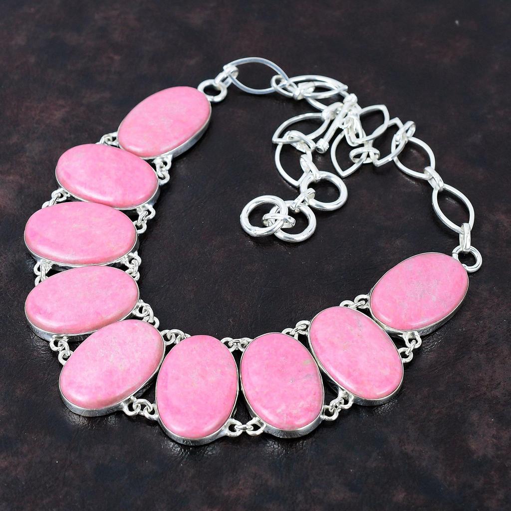 Ожерелье из тулита, ожерелье из стерлингового серебра 925 пробы, регулируемое ожерелье-цепочка, ожерелье ручной работы, серебряные украшения, ожерелье из драгоценных камней, подарок на годовщину