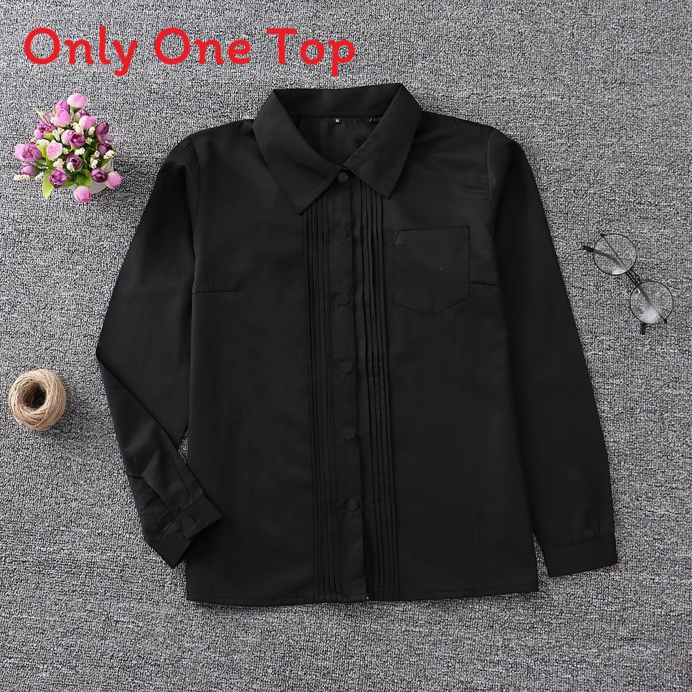 Uniform Long Sleeve Shirt With Pleated Front For Student Fashion