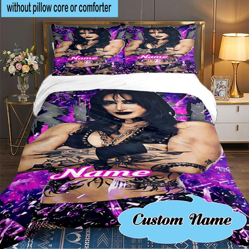 Custom Name 3PCS Rhea Ripley wrestling Bedding Set Including 1pc Duvet Cover And 2pcs Pillowcases for Bedroom, Dormitory Gift Home Decor