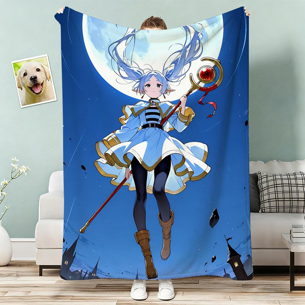 Anime FriERen Throw Lightweight 240g Flannel Blanket Soft Skin-friendly for Summer Cooling