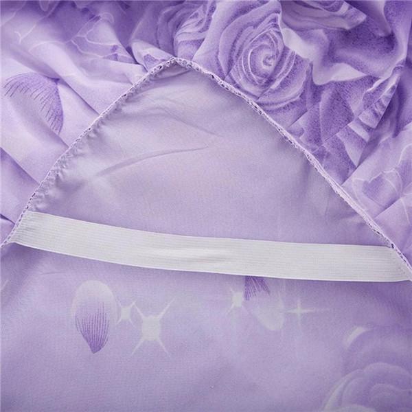 Floral Printed Bedspread Bedskirts Set 3PCS Bed Fitted Sheet With 2 Pillowcases Soft Breathable Bed Mattress Cover Protector Mat