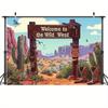 Wild West Cowboy Party Background Fabric - 1 piece of polyester background, suitable for theme events