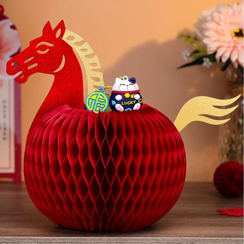 Украшение стола Новогодний конь Украшение на Китайский Новый год Складная бумажная лошадка Красное украшение-лошадка