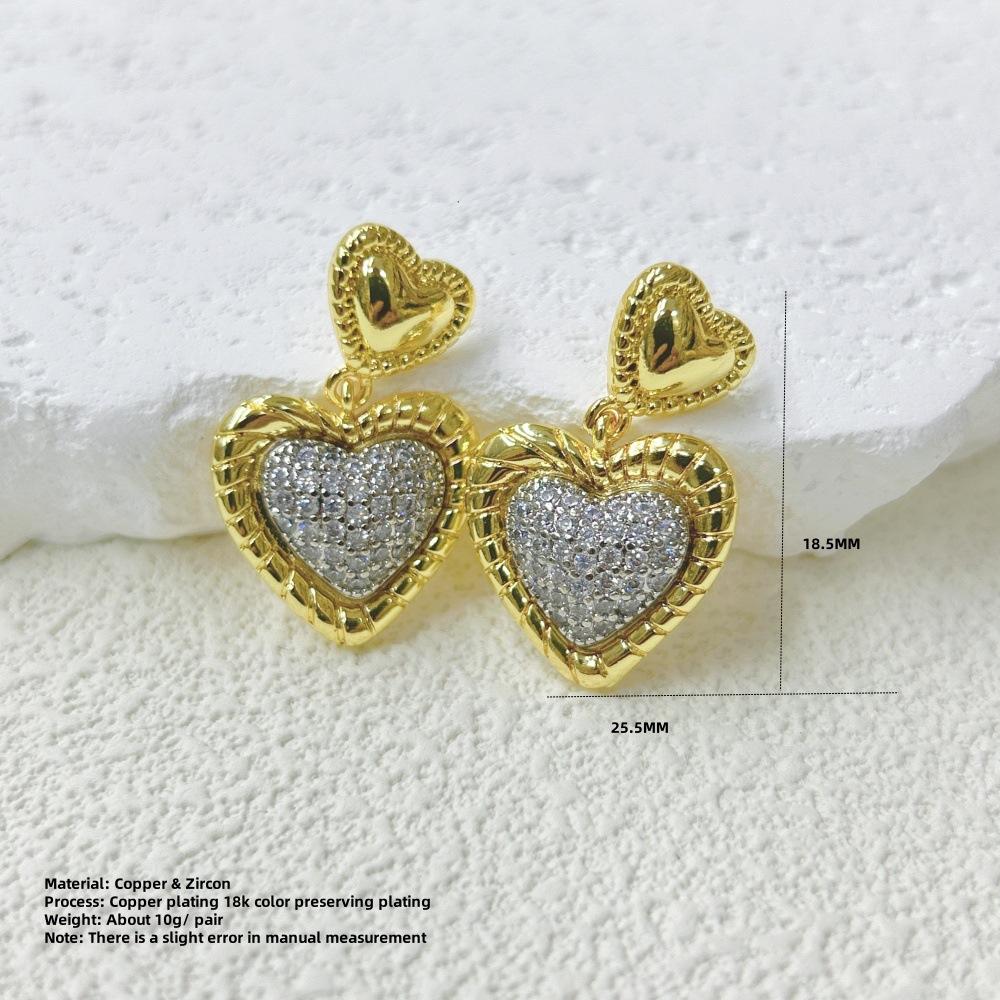 Простые модные серьги-пусеты в виде сердечек двух цветов с медным покрытием, серьги, модные темпераментные женские украшения для вечеринок