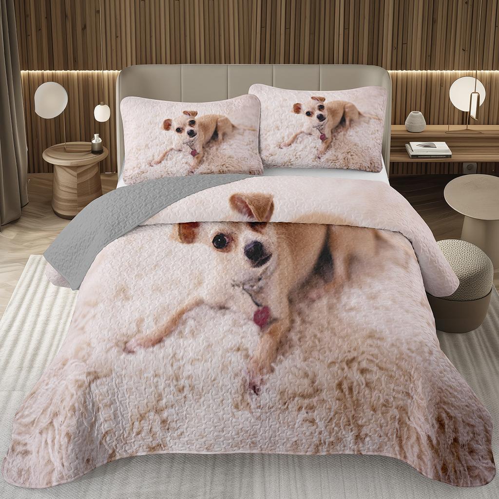 Забавный плед для собаки Твин Квин Каваи Животное Покрывало Мультяшный Домашний Питомец Собаки Постельный Набор Для Мальчиков Девочек Двусторонние Стеганые Покрывала