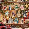 12 pcs Santa Claus Christmas  Painting Kit Snowman DIY Rhinestone Pendant Art Kit  Holiday