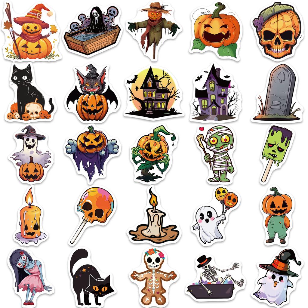 50 New Cartoon Halloween Graffiti Stickers Personalized Decorative Guitar Notebook Suitcase DIY Waterproof