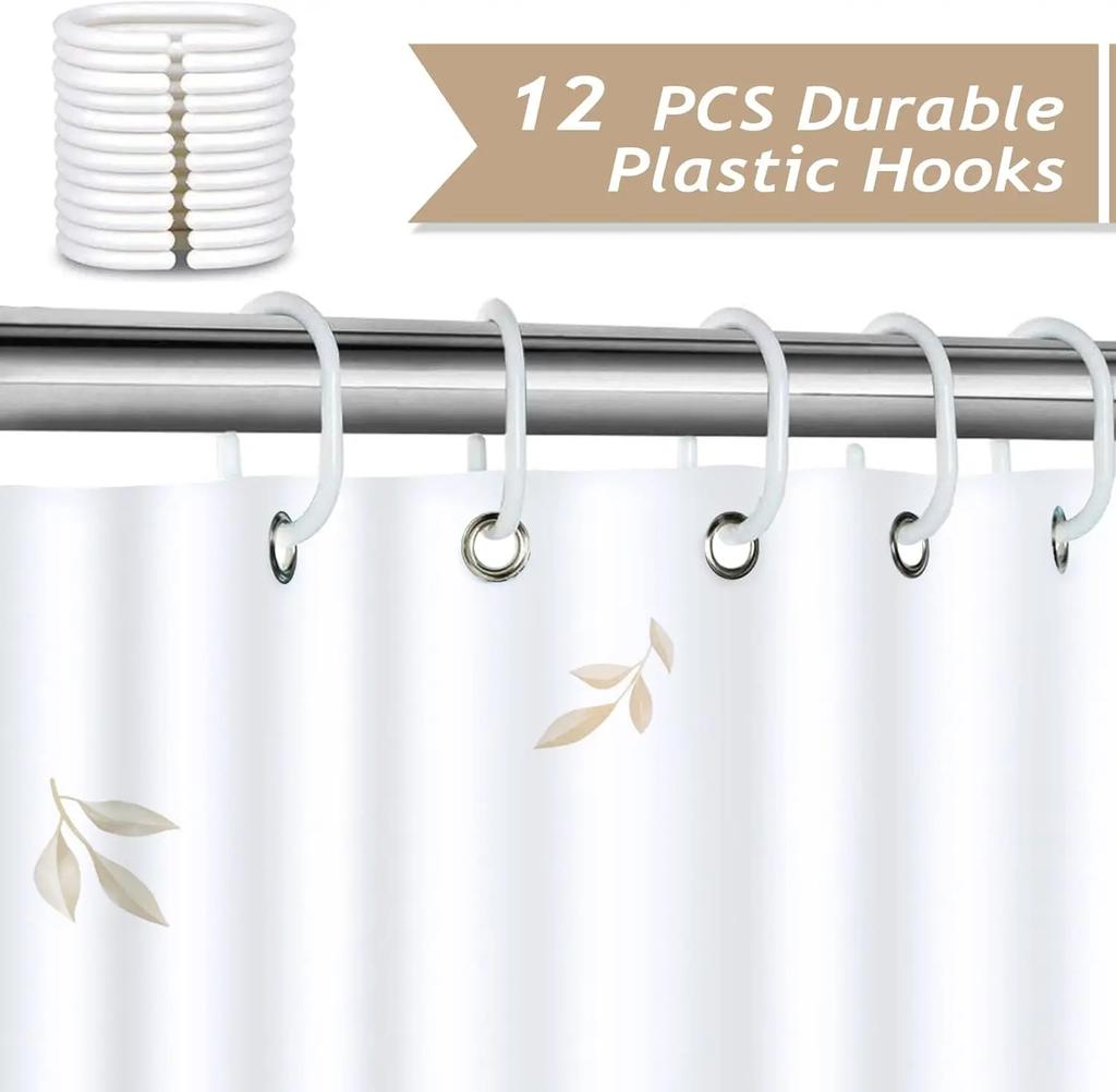 Watercolor Tan Leaf Flower Leaf Shower Curtain Modern Home Decorative Waterproof Shower Curtain With 12 Hooks 180X180Cm