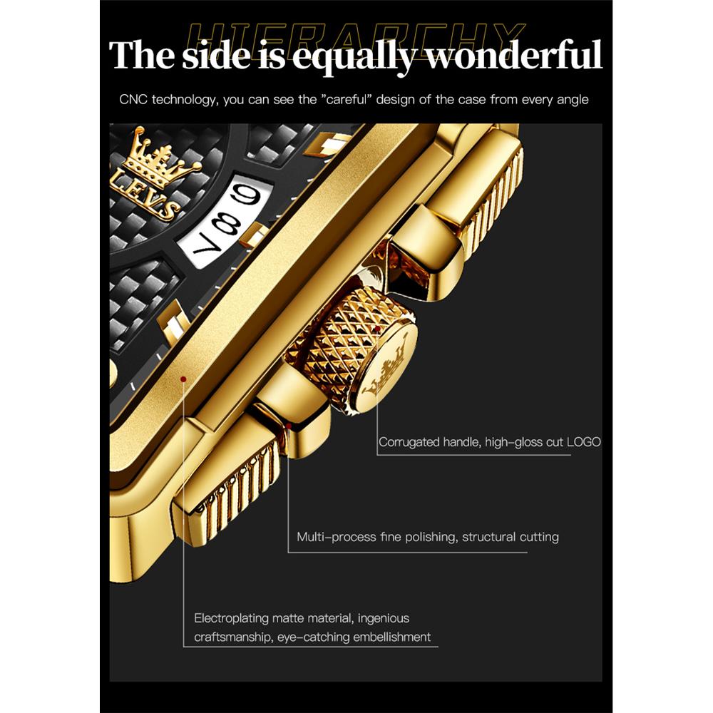 OLEVS 9925 With Gift Box Top Watch Square Multifunction Sports Quartz Watch Luminous Men's Watch