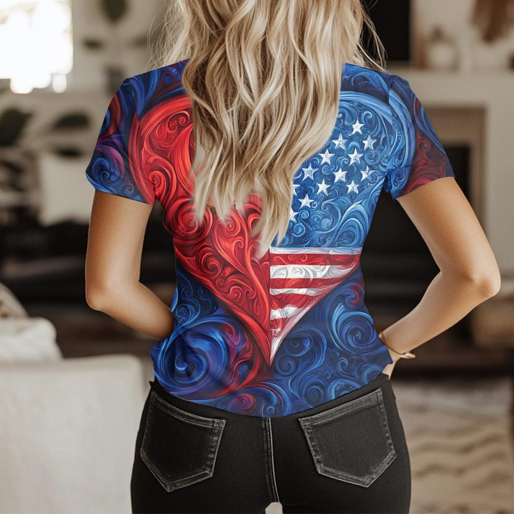 Женский топ с коротким рукавом и принтом «День независимости»